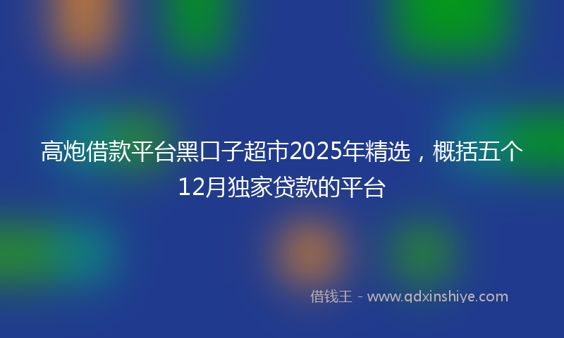 高炮借款平台黑口子超市2025年精选，概括五个12月独家贷款的平台