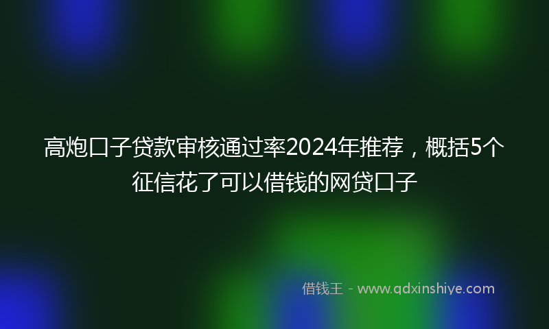 高炮口子贷款审核通过率2024年推荐，概括5个征信花了可以借钱的网贷口子