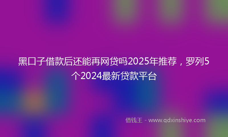 黑口子借款后还能再网贷吗2025年推荐，罗列5个2024最新贷款平台
