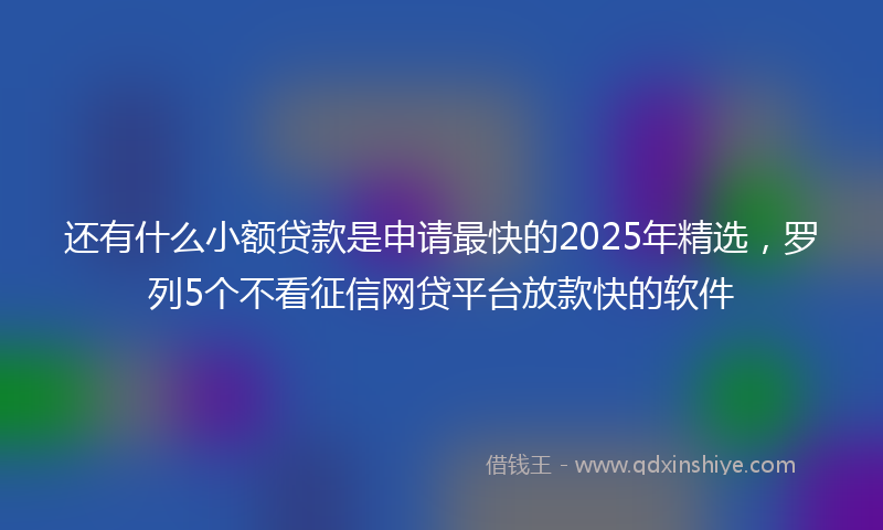 还有什么小额贷款是申请最快的2025年精选，罗列5个不看征信网贷平台放款快的软件