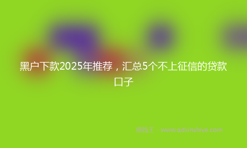 黑户下款2025年推荐，汇总5个不上征信的贷款口子