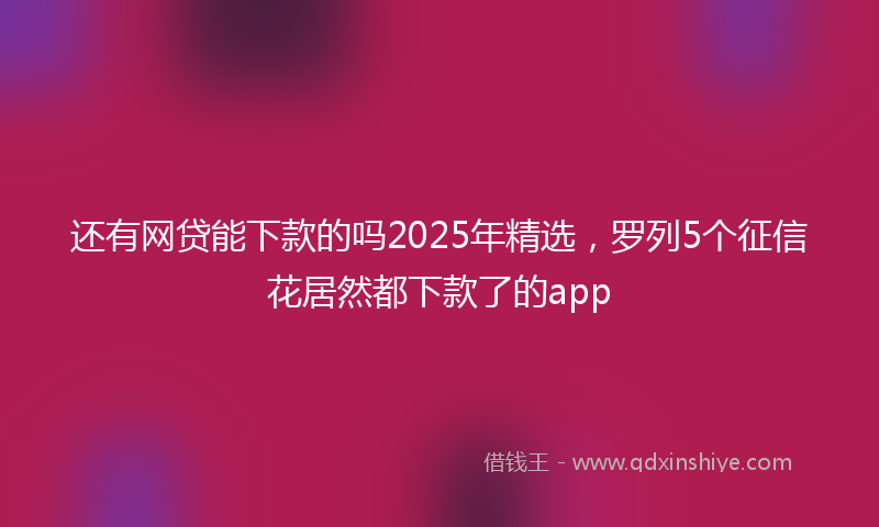 还有网贷能下款的吗2025年精选，罗列5个征信花居然都下款了的app