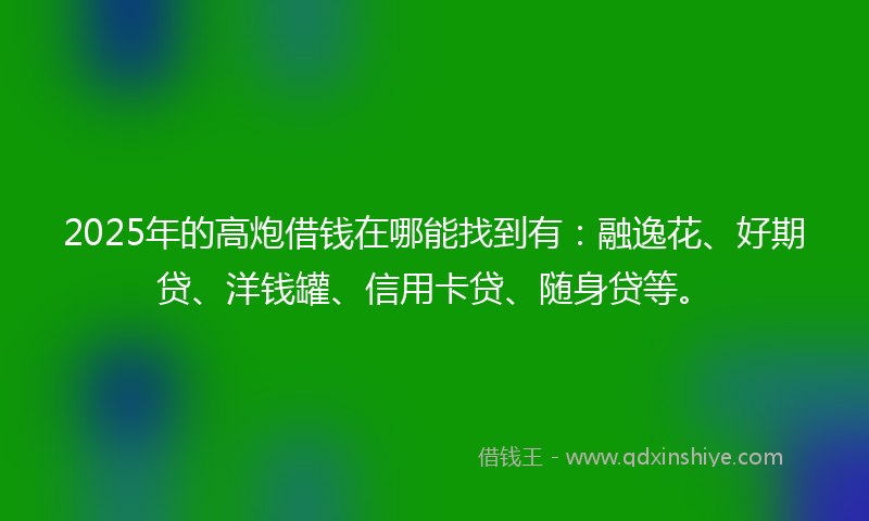 2025年的高炮借钱在哪能找到有：融逸花、好期贷、洋钱罐、信用卡贷、随身贷等。