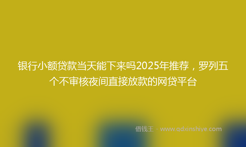 银行小额贷款当天能下来吗2025年推荐，罗列五个不审核夜间直接放款的网贷平台