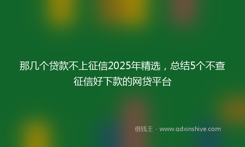 那几个贷款不上征信2025年精选，总结5个不查征信好下款的网贷平台