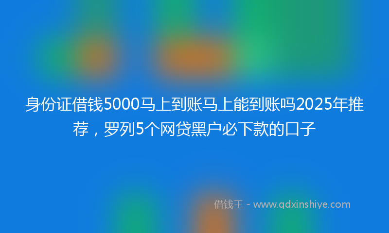 身份证借钱5000马上到账马上能到账吗2025年推荐，罗列5个网贷黑户必下款的口子