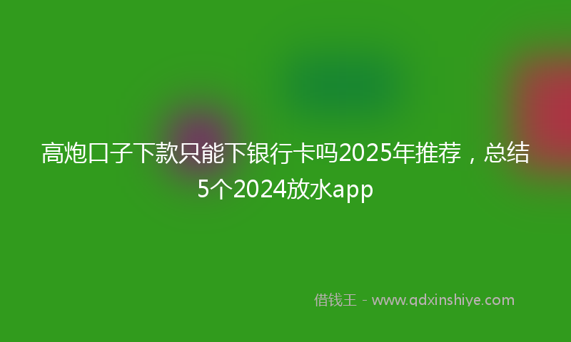 高炮口子下款只能下银行卡吗2025年推荐，总结5个2024放水app