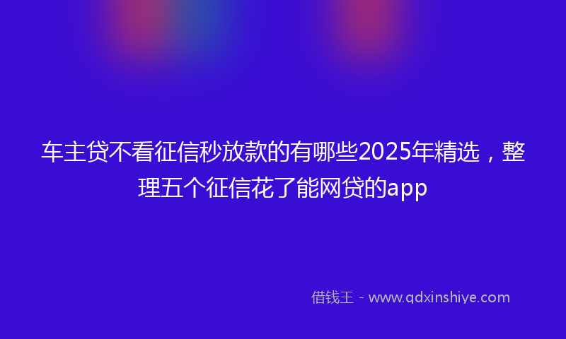 车主贷不看征信秒放款的有哪些2025年精选，整理五个征信花了能网贷的app