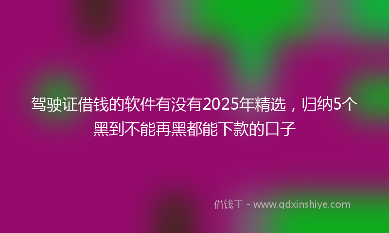 驾驶证借钱的软件有没有2025年精选，归纳5个黑到不能再黑都能下款的口子