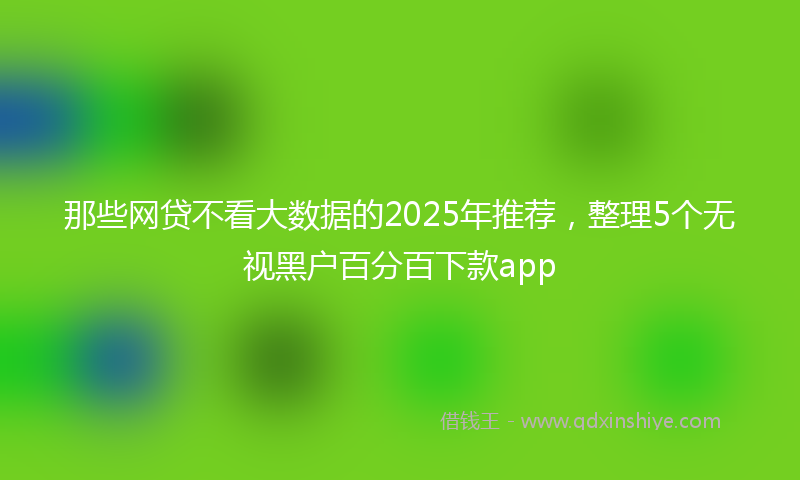 那些网贷不看大数据的2025年推荐，整理5个无视黑户百分百下款app