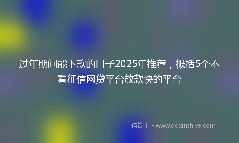 过年期间能下款的口子2025年推荐，概括5个不看征信网贷平台放款快的平台