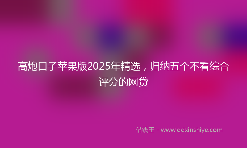 高炮口子苹果版2025年精选，归纳五个不看综合评分的网贷