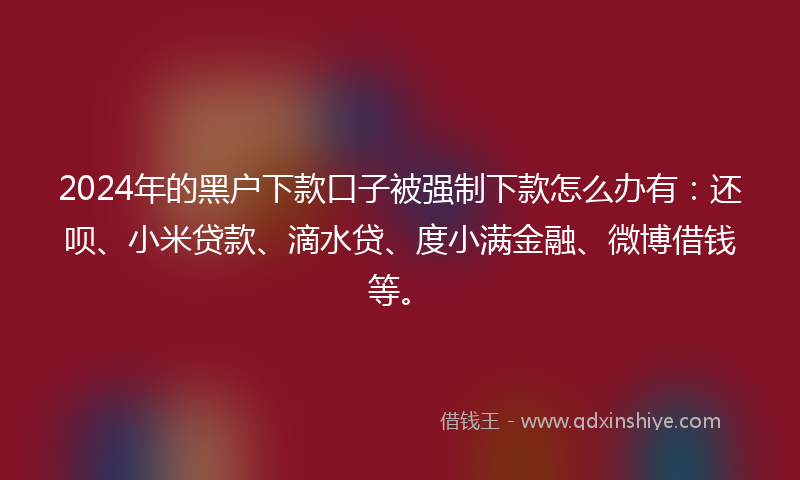 2024年的黑户下款口子被强制下款怎么办有：还呗、小米贷款、滴水贷、度小满金融、微博借钱等。