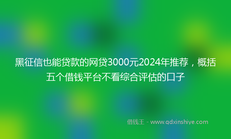 黑征信也能贷款的网贷3000元2024年推荐，概括五个借钱平台不看综合评估的口子