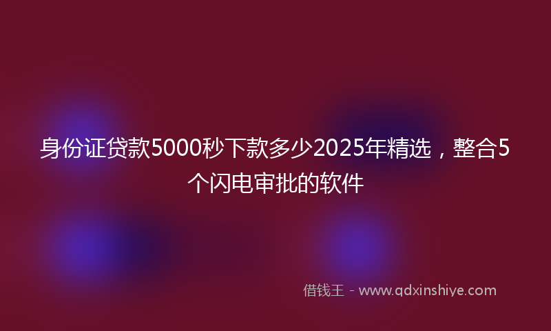 身份证贷款5000秒下款多少2025年精选，整合5个闪电审批的软件