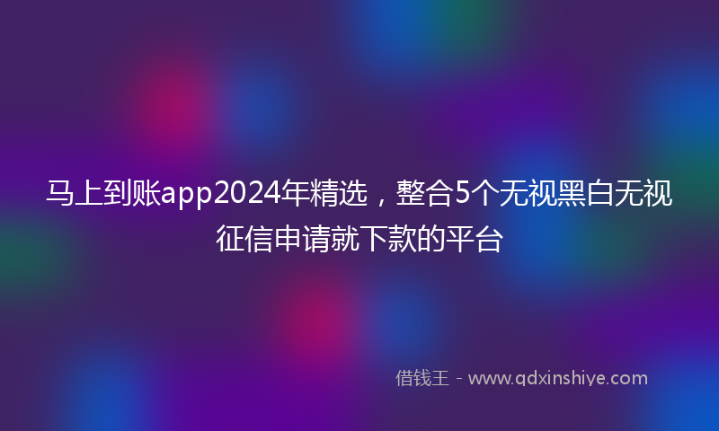 马上到账app2024年精选，整合5个无视黑白无视征信申请就下款的平台