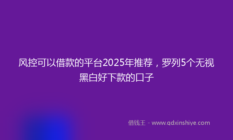 风控可以借款的平台2025年推荐，罗列5个无视黑白好下款的口子
