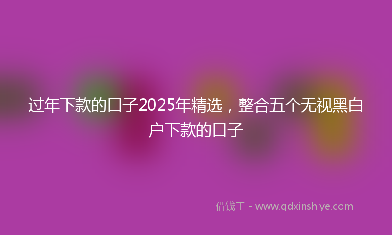 过年下款的口子2025年精选，整合五个无视黑白户下款的口子