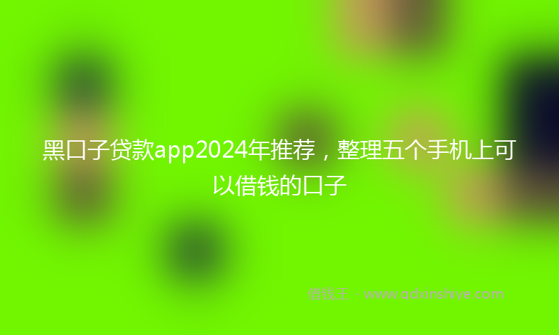 黑口子贷款app2024年推荐，整理五个手机上可以借钱的口子