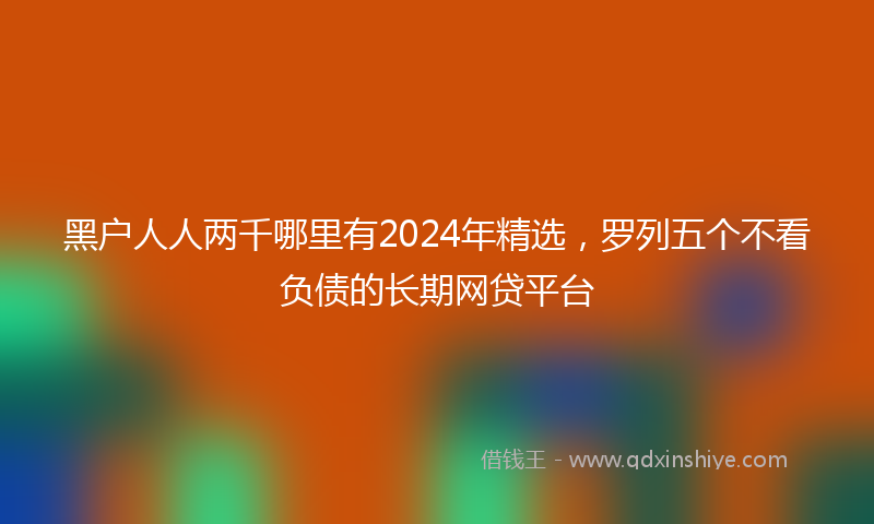 黑户人人两千哪里有2024年精选，罗列五个不看负债的长期网贷平台