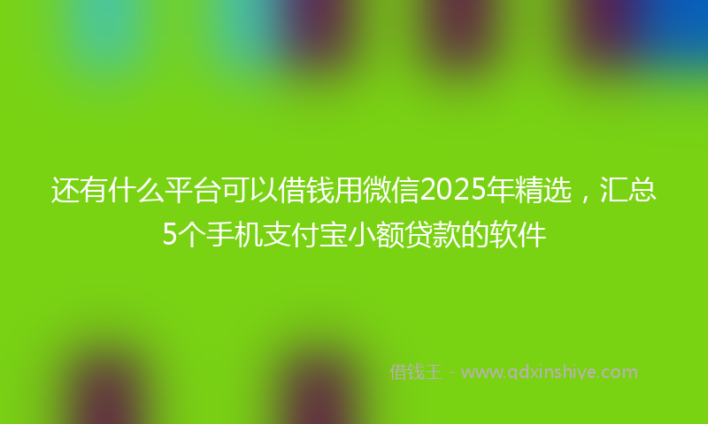 还有什么平台可以借钱用微信2025年精选，汇总5个手机支付宝小额贷款的软件