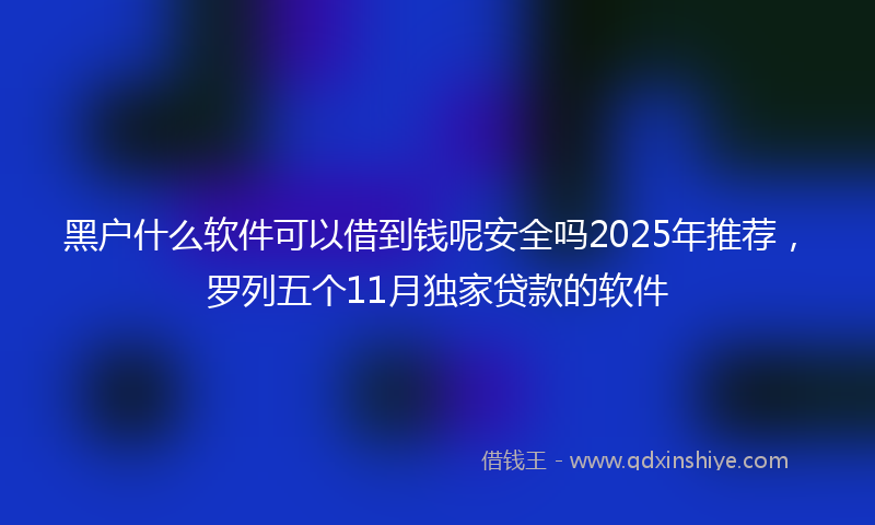 黑户什么软件可以借到钱呢安全吗2025年推荐，罗列五个11月独家贷款的软件