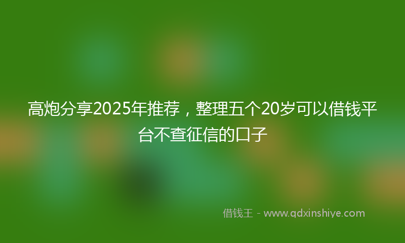 高炮分享2025年推荐，整理五个20岁可以借钱平台不查征信的口子