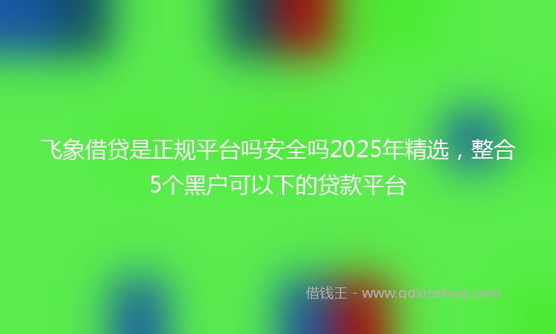 飞象借贷是正规平台吗安全吗2025年精选，整合5个黑户可以下的贷款平台
