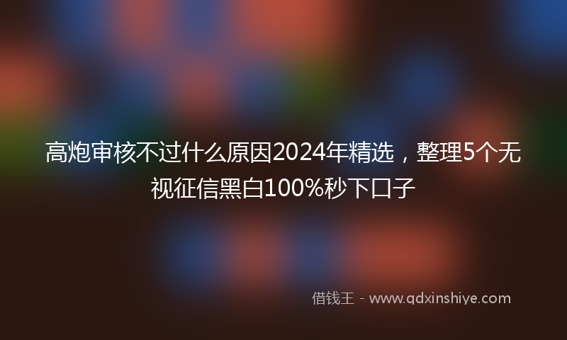 高炮审核不过什么原因2024年精选，整理5个无视征信黑白100%秒下口子