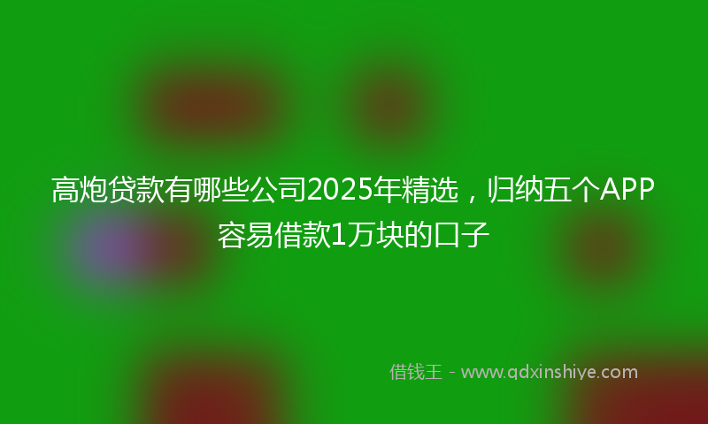 高炮贷款有哪些公司2025年精选，归纳五个APP容易借款1万块的口子