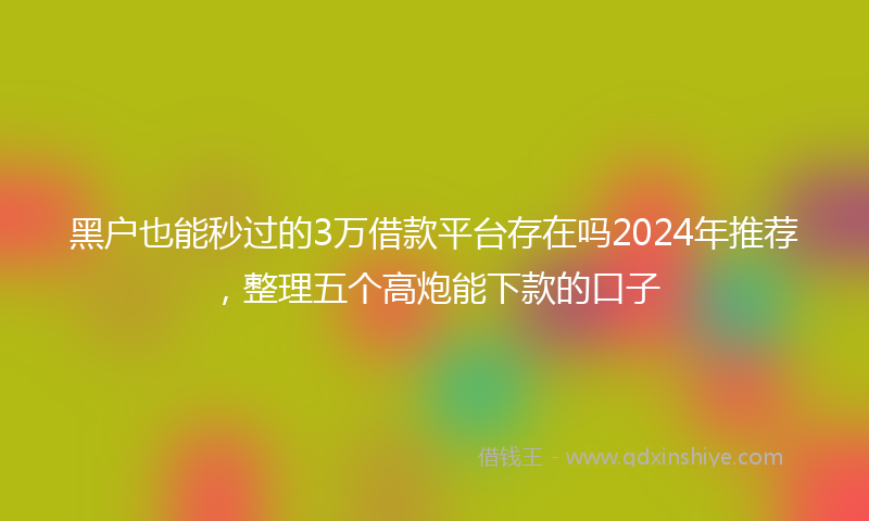 黑户也能秒过的3万借款平台存在吗2024年推荐，整理五个高炮能下款的口子