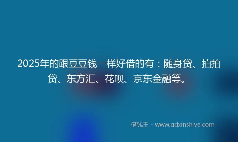 2025年的跟豆豆钱一样好借的有：随身贷、拍拍贷、东方汇、花呗、京东金融等。
