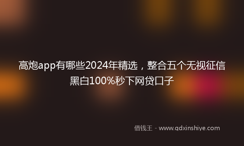 高炮app有哪些2024年精选，整合五个无视征信黑白100%秒下网贷口子