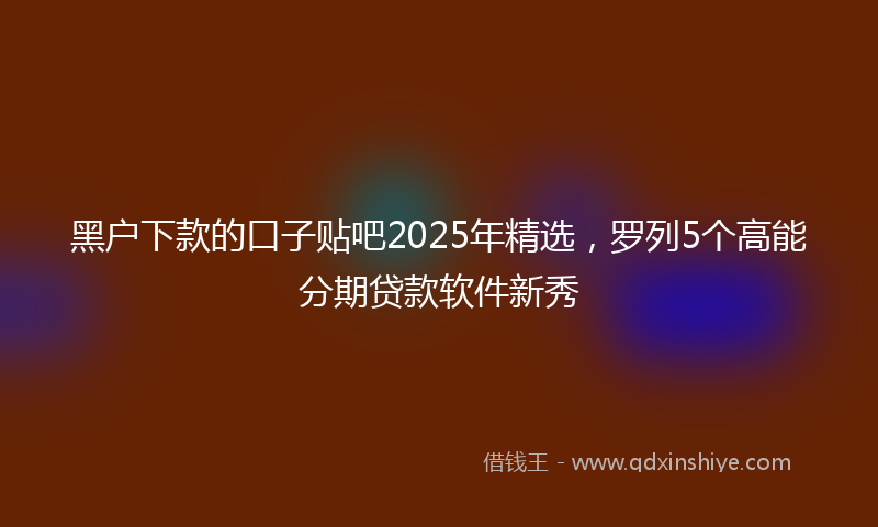黑户下款的口子贴吧2025年精选，罗列5个高能分期贷款软件新秀