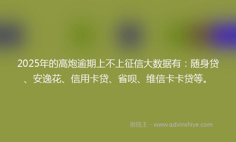 2025年的高炮逾期上不上征信大数据有：随身贷、安逸花、信用卡贷、省呗、维信卡卡贷等。