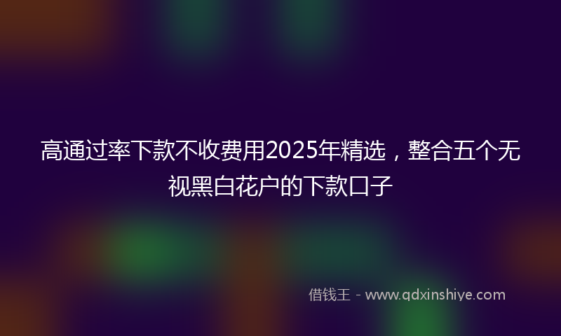 高通过率下款不收费用2025年精选，整合五个无视黑白花户的下款口子