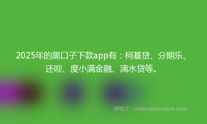 2025年的黑口子下款app有：柯基贷、分期乐、还呗、度小满金融、滴水贷等。