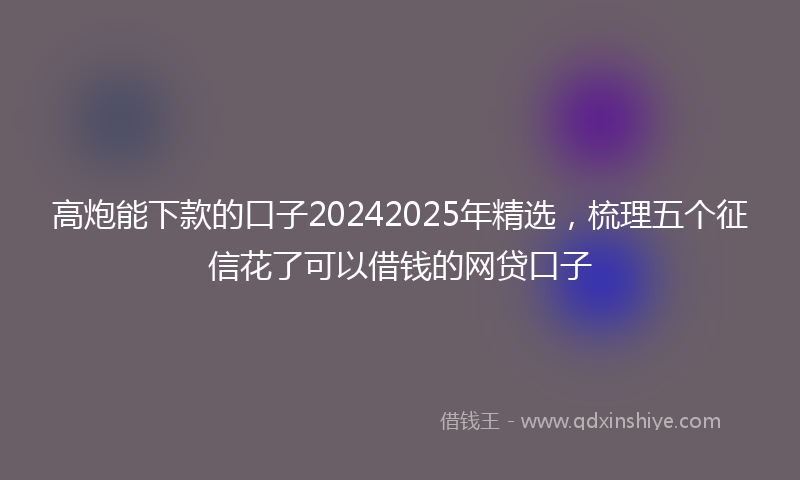 高炮能下款的口子20242025年精选，梳理五个征信花了可以借钱的网贷口子