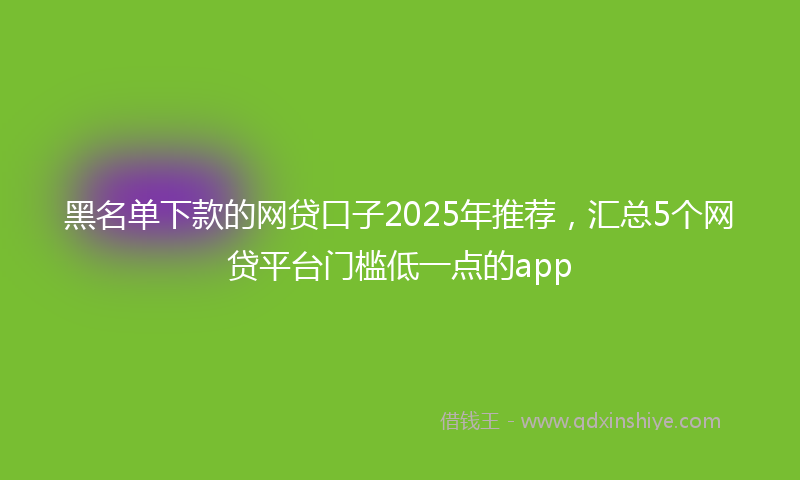 黑名单下款的网贷口子2025年推荐，汇总5个网贷平台门槛低一点的app