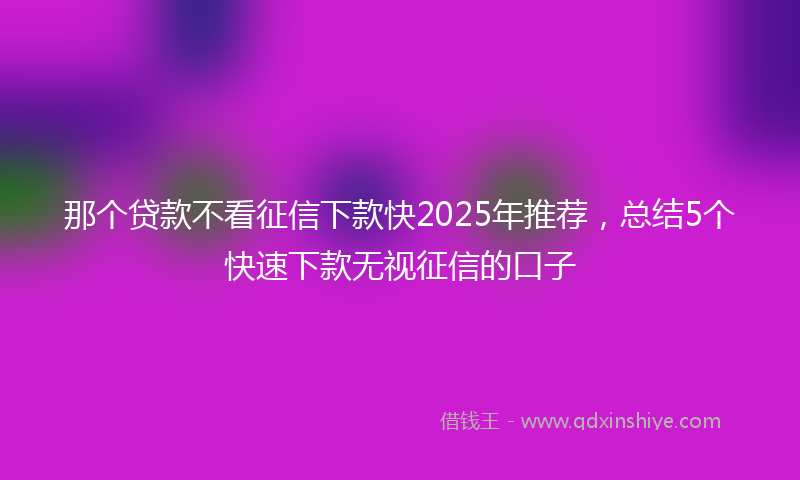 那个贷款不看征信下款快2025年推荐，总结5个快速下款无视征信的口子