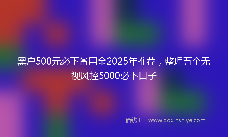 黑户500元必下备用金2025年推荐，整理五个无视风控5000必下口子