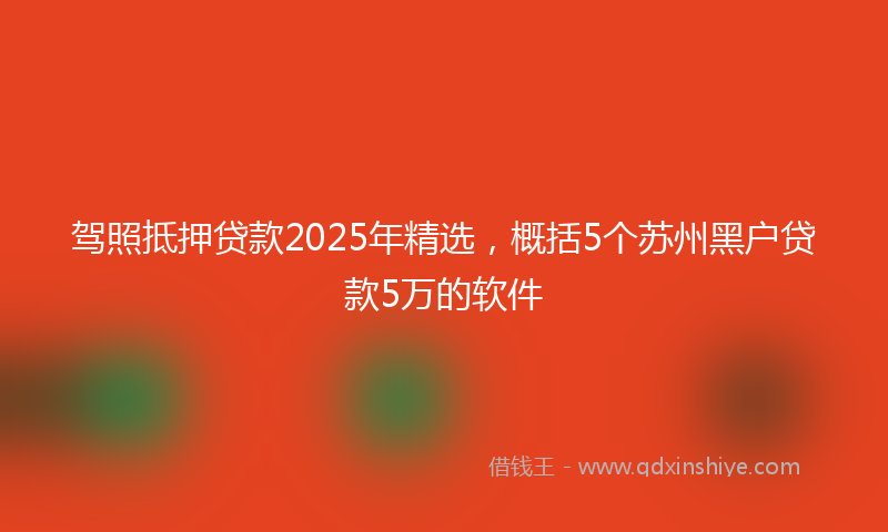 驾照抵押贷款2025年精选，概括5个苏州黑户贷款5万的软件