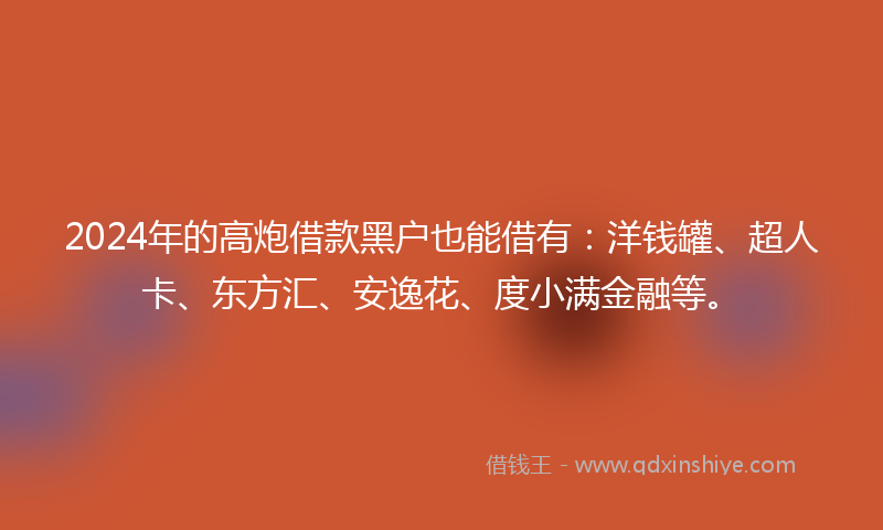 2024年的高炮借款黑户也能借有：洋钱罐、超人卡、东方汇、安逸花、度小满金融等。