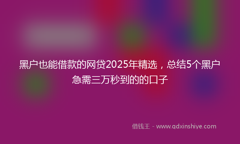 黑户也能借款的网贷2025年精选，总结5个黑户急需三万秒到的的口子