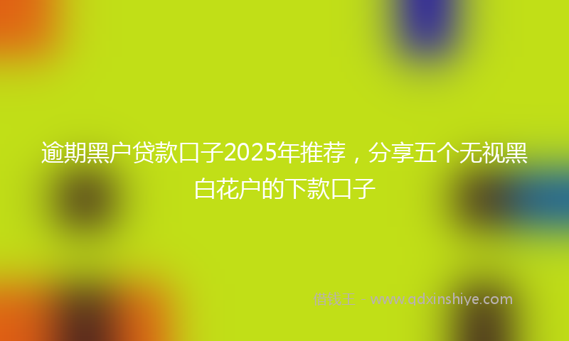 逾期黑户贷款口子2025年推荐，分享五个无视黑白花户的下款口子