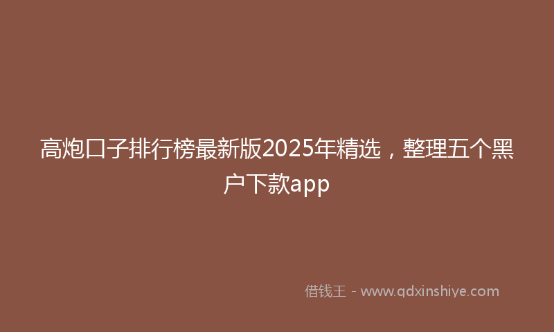 高炮口子排行榜最新版2025年精选，整理五个黑户下款app