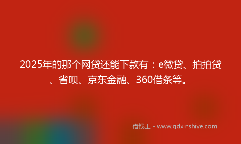 2025年的那个网贷还能下款有：e微贷、拍拍贷、省呗、京东金融、360借条等。