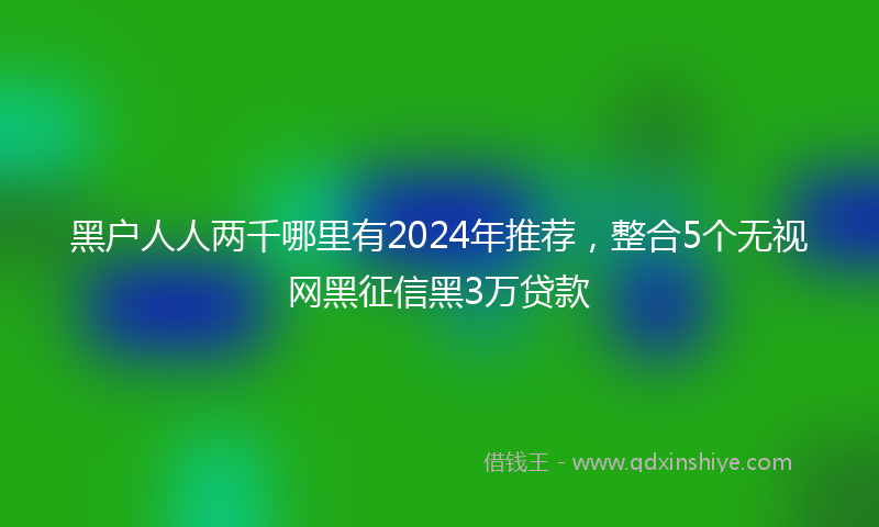 黑户人人两千哪里有2024年推荐，整合5个无视网黑征信黑3万贷款
