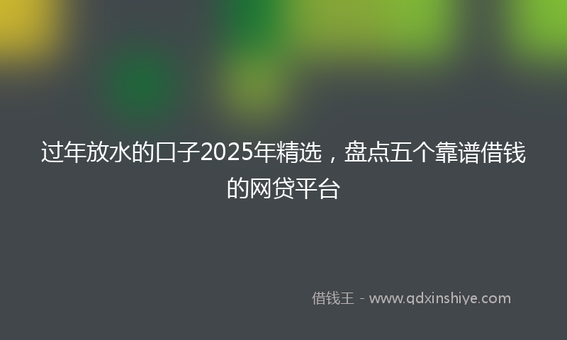 过年放水的口子2025年精选，盘点五个靠谱借钱的网贷平台