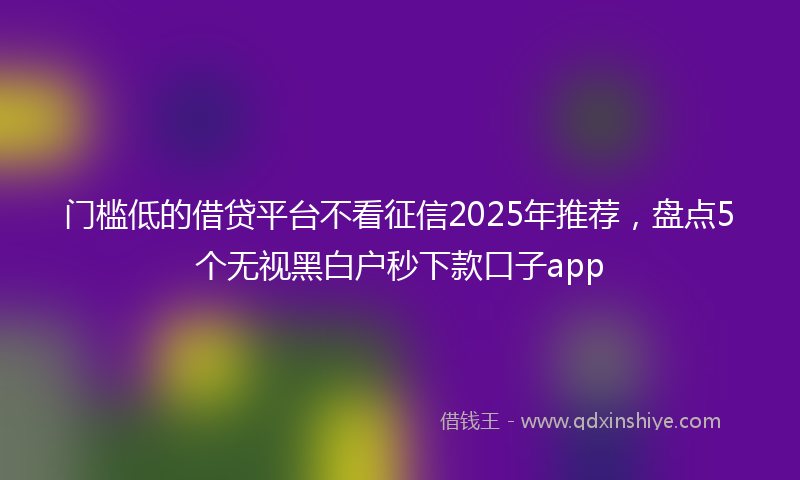 门槛低的借贷平台不看征信2025年推荐，盘点5个无视黑白户秒下款口子app